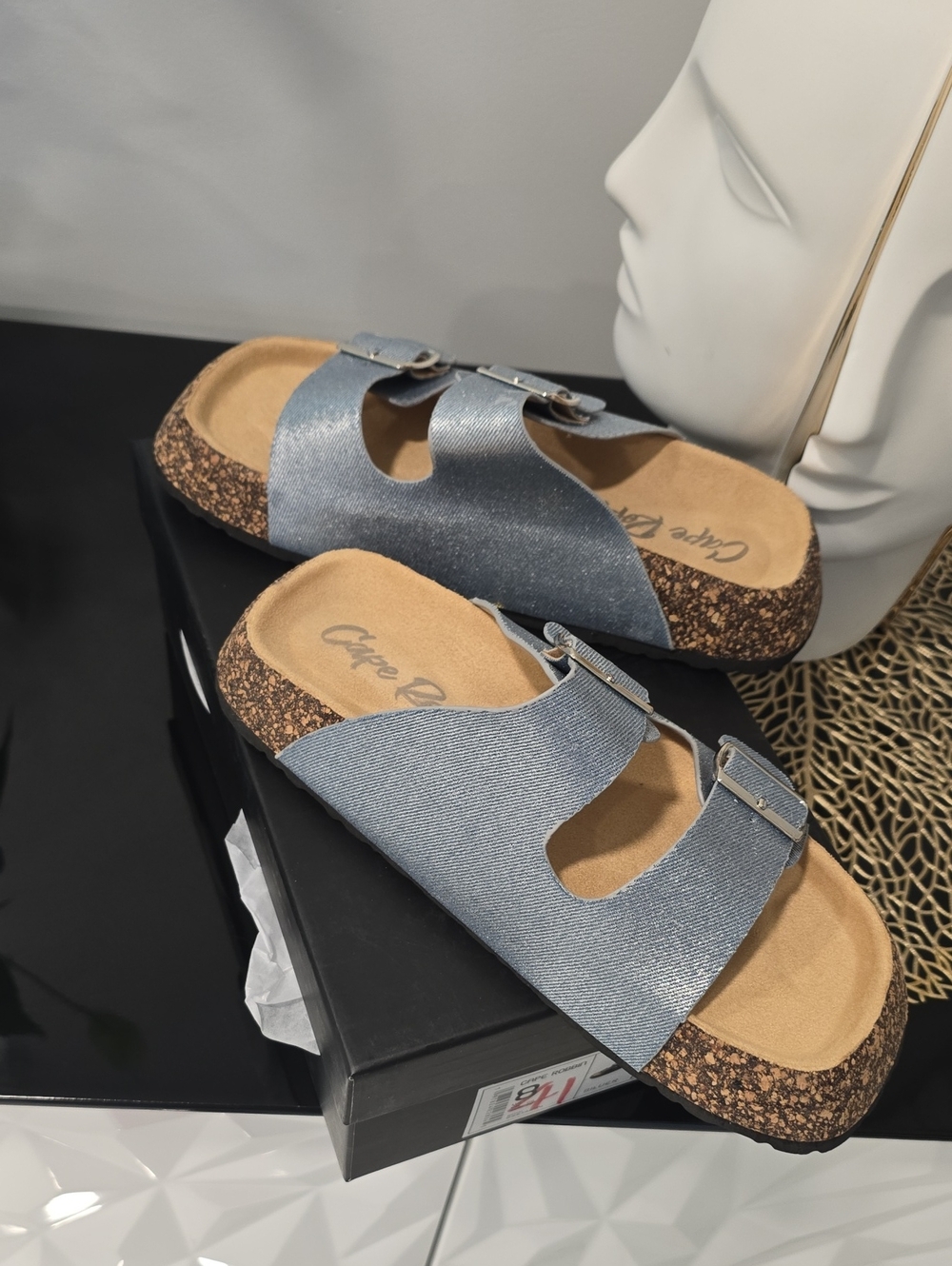 Cape Robbin Light Blue Double Buckle Slide Sandals